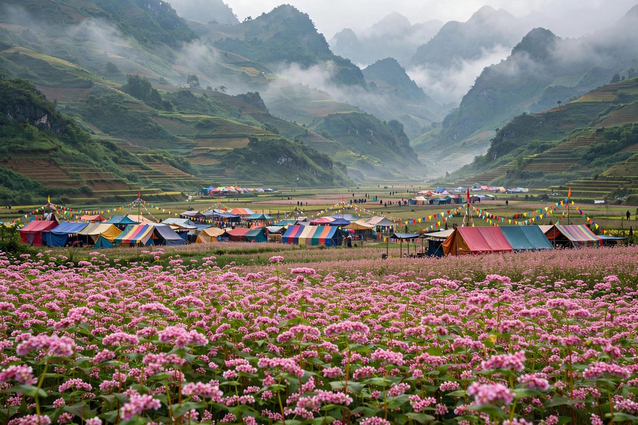 Ảnh minh họa: không khí lễ hội vùng cao Tây Bắc vào mùa thu — thời điểm Mường Lò bước vào tuần lễ hội lớn nhất năm.